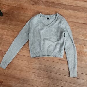 American Eagle Outfitters Light Green V-Neck Sweater, Short